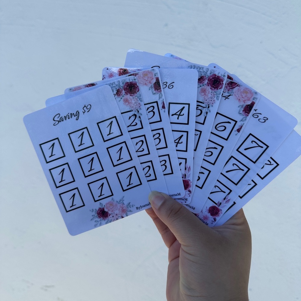 White and Pink Savings Challenge Cards set